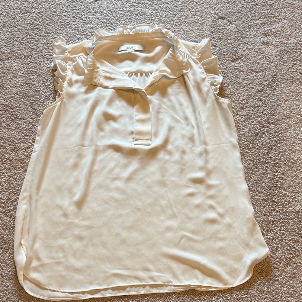 LOFT Cream Ruffle Blouse